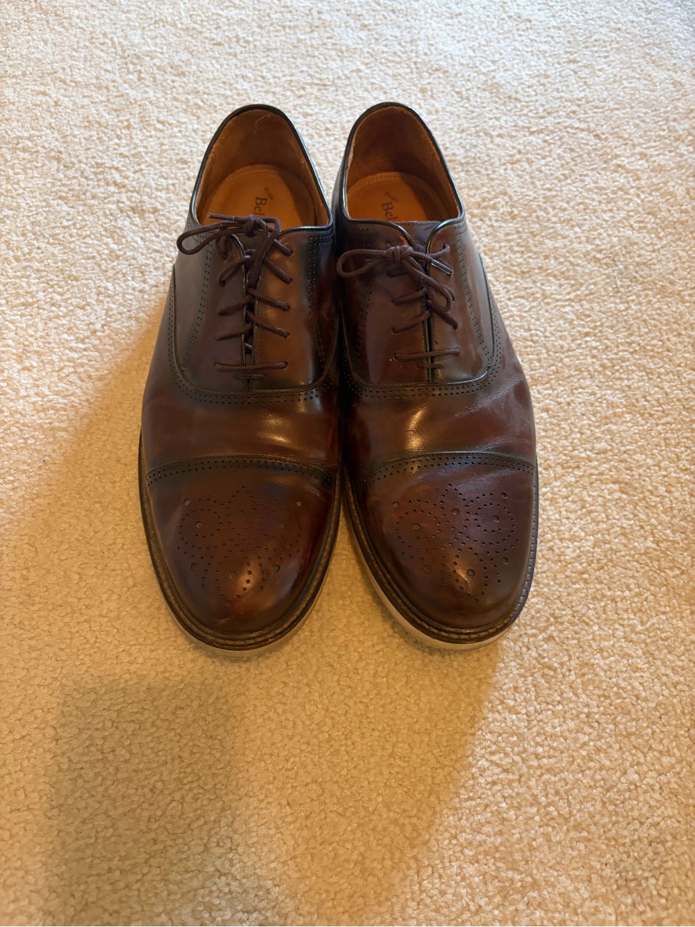 Belvedere Men's Brown Leather Cap-Toe Derby - Classic Dress Oxford